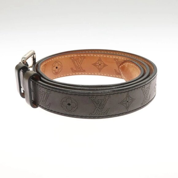 LOUIS VUITTON Mahina Ceinture Perfo Belt Leather Gray LV Auth - Picture 5 of 16